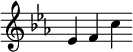  \new Staff \with { \remove "Time_signature_engraver" } \relative c' { \clef treble \key ees \major ees f c' } 