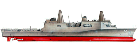 Representación de un barco de clase LPD-17.