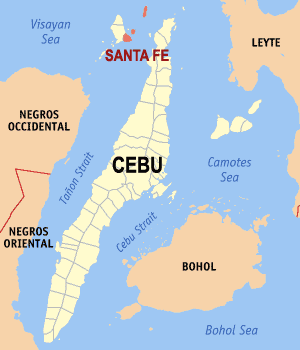 Mapa han Sugbo nga nagpapakita kon hain nahamutangan an Santa Fe