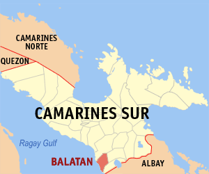 Mapa han Camarines Sur nga nagpapakita kon hain nahamutang an Balatan