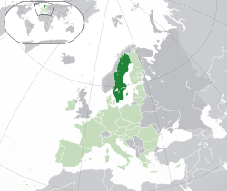 Lokasion ti  Suesia  (nangisit a berde) – idiay Europa  (berde ken nangisit a kolordapo) – idiay Kappon ti Europa  (berde)  —  [Leyenda]