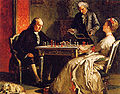 Image 34Edward Harrison May, 1867, Lady Howe mating Benjamin Franklin (from Chess in the arts)