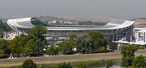 Die Nationalarena Toše Proeski von der Festung Kale gesehen (September 2015)