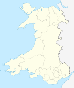 Mapa konturowa Walii, u góry po prawej znajduje się punkt z opisem „Wrexham”