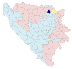 Location of Gradačac within Bosnia and Herzegovina.