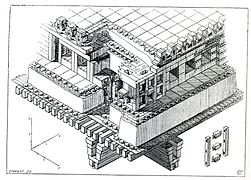 Estudi de la teulada del palau de les 100 columnes, per Charles Chipiez (1884)