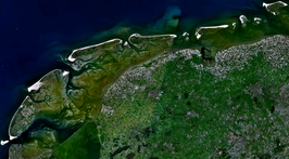 Nederlandse Waddeneilanden met LandSat7 Visible Color