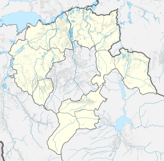 Mapa konturowa powiatu bielskiego, w centrum znajduje się punkt z opisem „Bielsko-Biała”