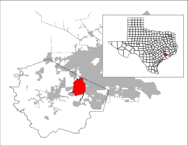 Poloha Sugar Landu v rámci štátu USA Texas a v rámci Fort Bend county