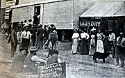 Rawhide post-fire bread line, 1908