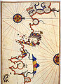 Historic map of Marseille and Mediterranean coast by Piri Reis