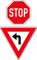 Stop for all directions, then they yield to left