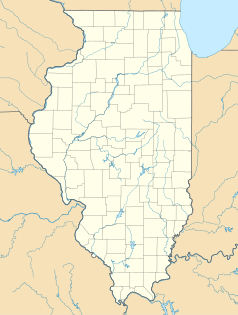 Mapa konturowa Illinois, u góry po prawej znajduje się punkt z opisem „Winnetka”