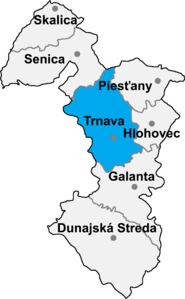 Poloha okresu Trnava v Trnavskom kraji (klikacia mapa)