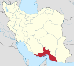 Map of Iran with Hormozgan Province highlighted