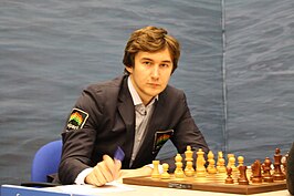 Sergej Karjakin tijdens het Tata Steel-toernooi 2014