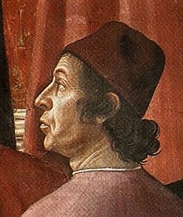 Demetrios Chalkokondyles, detail van het schilderij Zacharias in de tempel van Domenico Ghirlandaio. Fresco in de Santa Maria Novella.