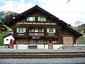 Der im Chaletstil errichtete Bahnhof Langwies der schweizerischen Arosabahn