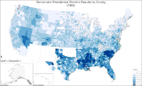 Map of Democratic presidential election results by county