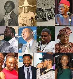 Olaudah Equiano – Jaja of Opobo – Eze Nri Òbalíke – Chinua Achebe – Philip Emeagwali – Patrick Utomi – Chris Abani – Ngozi Okonjo-Iweala – Chimamanda Ngozi Adichie – Chiwetel Ejiofor – Phyno – Genevieve Nnaji