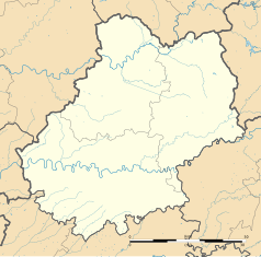 Mapa konturowa Lot, w centrum znajduje się punkt z opisem „Ussel”