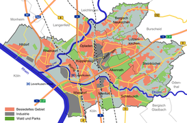 Kaart van Leverkusen, situatie 2007