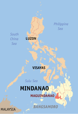 Mapa iti Filipinas a mangipakita ti pakasarakan iti Maguindanao.