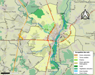 Carte en couleurs présentant l'occupation des sols.