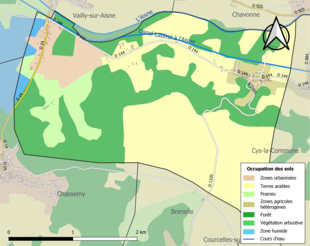 Carte en couleurs présentant l'occupation des sols.