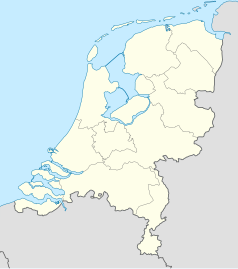 Mapa konturowa Holandii, w centrum znajduje się punkt z opisem „Amsterdam Arena”