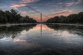 The Lincoln Memorial Reflecting Pool at sunset in August 2015