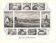 Altes und Neues Schloss auf einer Lithografie um 1845