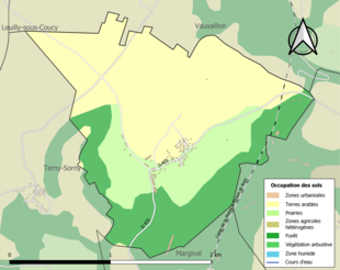 Carte en couleurs présentant l'occupation des sols.