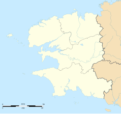 Mapa konturowa Finistère, u góry po prawej znajduje się punkt z opisem „Plougonven”