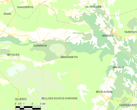 Mapa obce Saint-Martin-de-Pallières