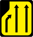 W 092L Perte de voie (trois à deux voies) – Gauche