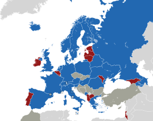 A coloured map of the countries of Europe