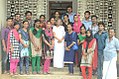 K. R. Gowri Amma, Indian politician with a group of students.