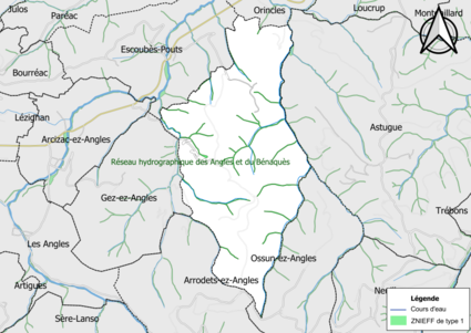 Carte de la ZNIEFF de type 1 sur la commune.