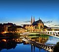 St. Peter and Paul church, the Woad House and the river Lusatian Neisse in Görlitz