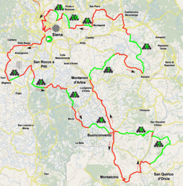 Routekaart van de Strade Bianche 2018