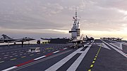 View from the flight deck, with the distinctive French landing markings.