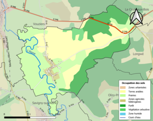 Carte en couleurs présentant l'occupation des sols.