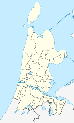 Mapa konturowa Holandii Północnej, na dole znajduje się punkt z opisem „Amsterdam Arena”