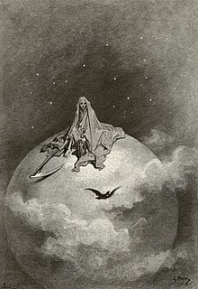 Uma ilustração de O Corvo de Edgar Allan Poe, feita por Gustave Doré