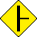 Side road on the right with priority with a thick line (diamond)