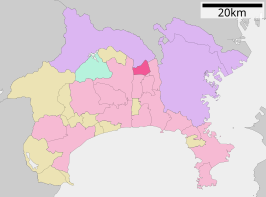 Situering van Zama in de prefectuur Kanagawa