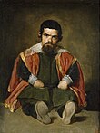 Den spanske hoffnarren Sebastián de Morra malt av Diego Rodríguez de Silva y Velázquez i 1636.