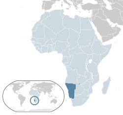 Location o  Namibie  (dark blue) – in Africae  (light blue & dark grey) – in the African Union  (light blue)