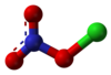 Ball and stick model of chlorine nitrate